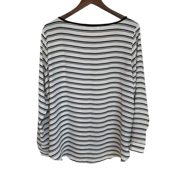 3/$21 Loft Black and White Striped Lightweight Blouse - Large - Picture 3 of 4